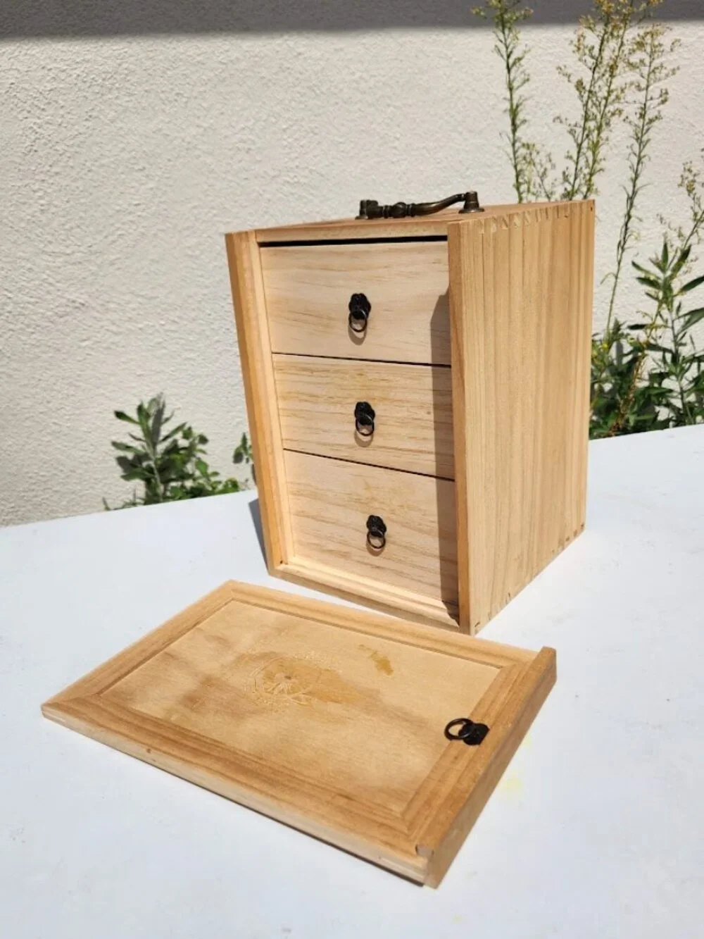 3 Drawer Essential Oil Organizer and Wooden Storage Chest Wellness 75 Bottle Cap